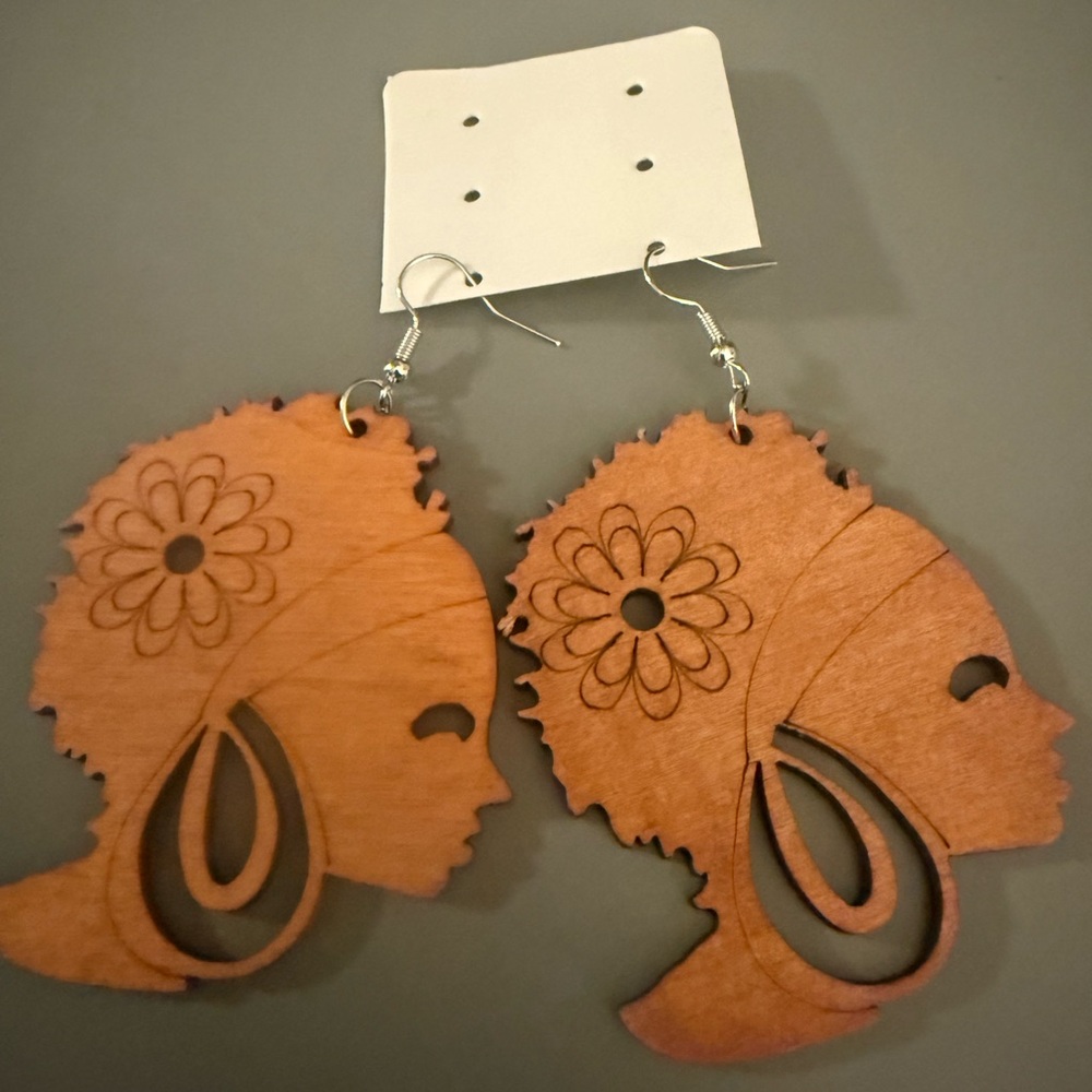 Artistic Brown Wooden Earrings